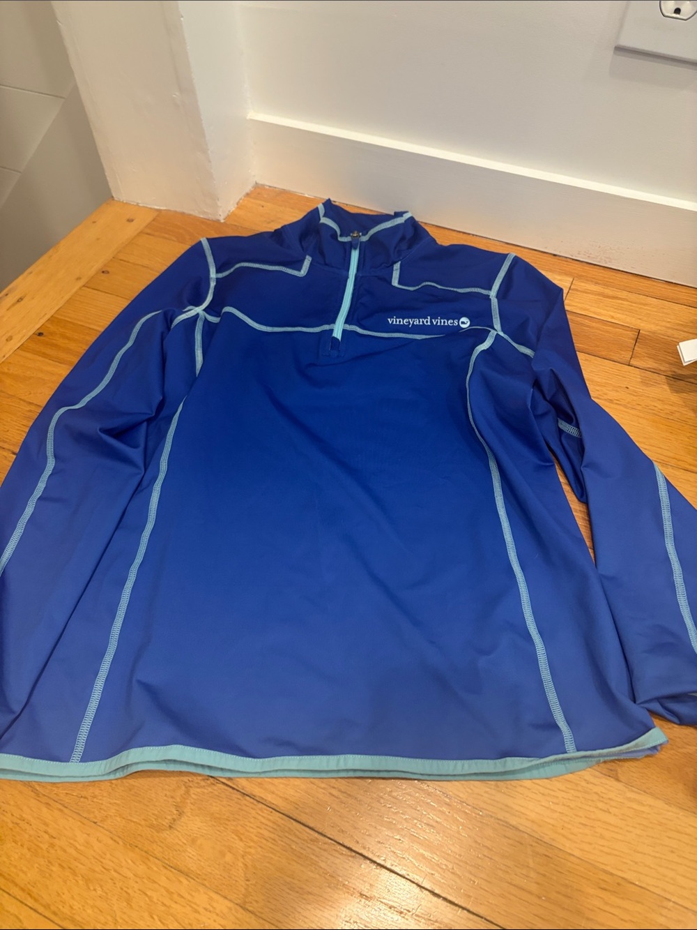 Vineyard Vines Royal Blue Long-Sleeve Rash Guard with Light Blue Trim